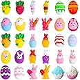 30P Mochi Squishy Toys, Kawaii Moji Squishies, Mojis Fidget Toys - Cute Squeeze Soft Toys with Eggs, Rabbits, Bunnies - Easter Treats, Class Prizes, Goody Bag Fillers