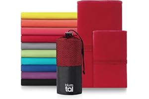 Blumtal asciugamano microfibra 180x90 cm + 80x40 cm nel set - asciugamano palestra microfibra asciugatura rapida - telo palestra donna - asciugamani microfibra da viaggio - microfiber towel - rosso