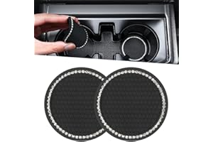 BHIPKOT Posavasos para Tazas de Coche, Insertos universales para portavasos de Coche, Posavasos Antideslizantes para Tazas de café, Accesorios de Coche para Mujer, Set de 2, Negro Brillante