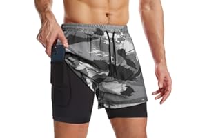Danfiki Pantalones Cortos de Running para Hombre con Bolsillo para teléfono Entrenamiento Ligeros de Secado rápido