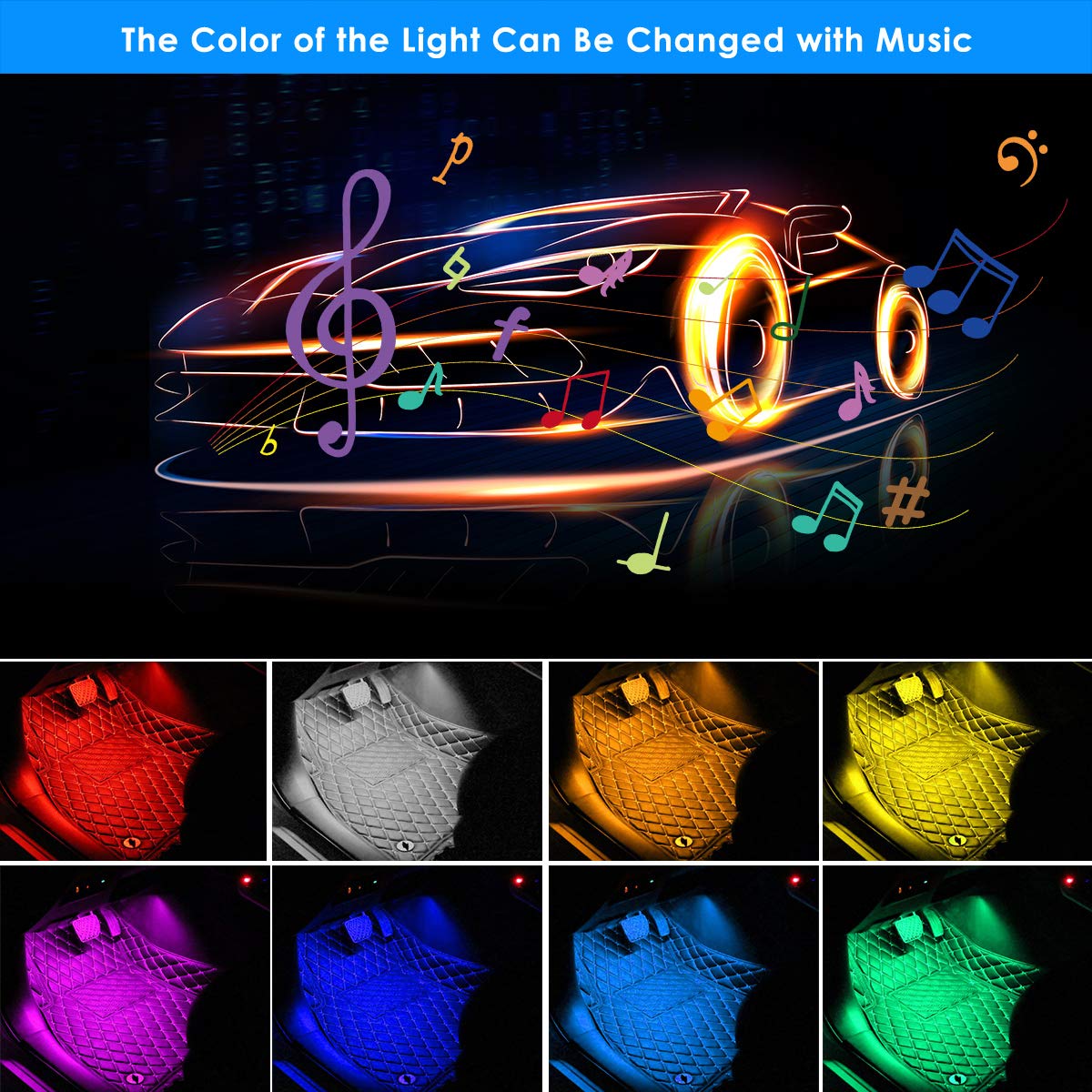 Lot-de-4-bandes-lumineuses-LED-pour-intrieur-de-voiture-48-LED-chargeur-USB-multicolore-kit-dclairage-pour-pieds-RVB-avec-fonction-sonore-active-tlcommande-sans-fil