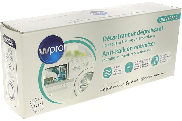 Détartrant/dégraissant 12 sachets Lave-linge 484000008801,C00308429 WPRO Lave-linge 484000008801,C00308429 WPRO