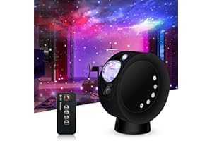 RTjoy Battery Powered Star Projector, Black Rechargeable Galaxy Sky Projection with Remote Control & Timer, Adjustable Night Light for Adults Kids Bedroom, Party, Home Deco