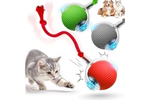 HOIDOKLY Pelotas interactivas de juguetes para perros y gatos, bola inteligente de 360° para mascotas, bola rodante, juguete duradero de persecución de movimiento rápido para gatos de interior