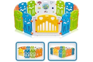 Baby Vivo Kojec bramka zabezpieczająca dla dzieci, bramka do czołgania, bramka ochronna dla dzieci z tworzywa sztucznego z drzwiami i zabawkami - COLORS XL z możliwością rozbudowy