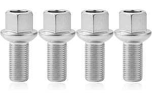 UOWW 4x Boulons de Roue M14x1.5x27 mm Zingués en Acier Allié 40Cr, Boulons de Roue SW17 avec Siège à Rotule, Revêtement Antirouille A/G, Compatibles avec Jetta VW Golf/Bora/Sharan/Touran/Passat/Scirocco