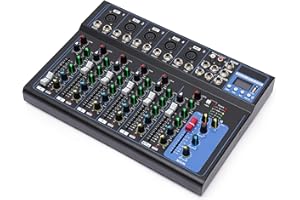 SHZICMY Audio Mixer 7-Kanal Mischpult DJ Audio Mixer mit USB, Bluetooth, Stereoaufnahme, Mischpulte für Live, Musik, Karaoke