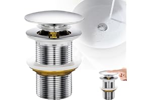 Dtoterul Bonde de Lavabo, Pop Up Bonde Lavabo Universel, Bonde Lavabo Clic Clac,Vidage Salle de Bain Acier Inoxydable Sans Trop-Plein Anti-Colmatage Argent pour Vasque Salle de Bain Avec Universel