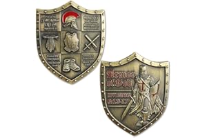 FunYan Armor of God EPH 6:13-17 Challenge Coin Shield of Faith, Size: 1.57" x 1.96" x 0.27", Alloy with Antique Bronze Plated, Thematic, Uncertified/Seller Graded, 85% Purity, 49.53mm Diameter