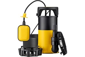 Wiltec Pompa sommersa ad aspirazione piatta 3in1 550 W, portata 12500 l/h, per acque chiare e scure, con galleggiante e termoregolazione, per cantine, stagni, piscine, pozzi