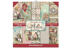 Stamperia Mini bloc Papier Scrap double Face 10 feuilles 20.3X20.3 (8"X8") - Alice multicolore SBBS01