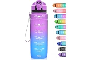 Niggeey Botella de Agua 2l, 1500ml, 1000ml, 700ml, 500ml Botella Agua Deporte, Botella Agua Motivacional, Botella Deportiva Tritan de Plástico Sin BPA & Prueba de Fugas, para Niños, Sport, Bicicleta