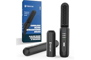 ‎VIKICON VIKICON Bartglätter für Männer, Schnurlose Schnellheiz-Bartglätter-Bürste, 2 in 1 für Bart&Haarkamm, Verbrühungsschutz/Mini-Größe/Tragbar, Drei Temperaturen für Lange, Mittlere &Kurze Bärte
