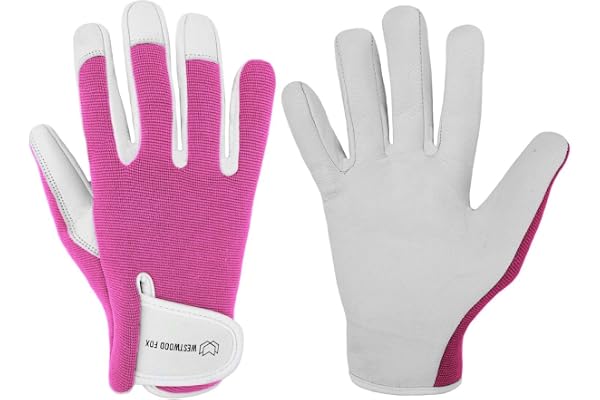 WESTWOOD FOX Gants de jardinage hommes/femmes, Gréeur à l'épreuve des épines Gants de travail, Écran tactile, Respirant, Gants de travail de sécurité légers, qualité Premium (Rose, M)