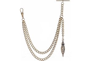 HOLY SINS JEWELLERY Handmade in the UK Bronze Colour Single Albert Pocket Watch Chain with Hollow Pendant