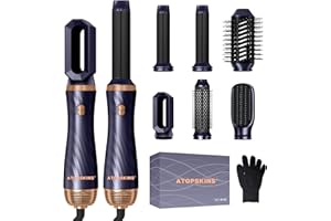 ATOPSKINS Cepillo Secador de Pelo 6 en 1,1000W Aire Caliente Styler con Secador de Pelo,Cepillo Redondo Secador de Pelo,Cepillo Secador de Pelo,Cepillo Alisador Pelo,Styler de Aire Cepillo Térmico Thermal Brush