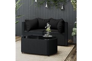 Festnight Balkon Sofa Rattan 2 Sitzer Gartensofa Balkonmöbel Keiner Balkon Gartenmöbel Set Garten Lounge Klein Gartenlounge Loungemöbel Terrasse Terrassenmöbel