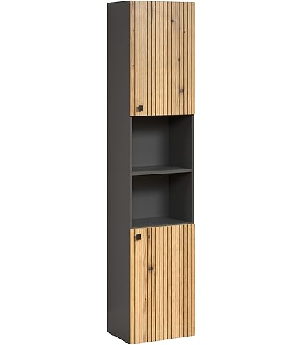 SANOX Hoge badkamerkast K-Line 160x35x35 cm black oak kopen
