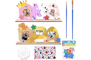 FGen OMA OPA Geschenk Enkel,Oma und Opa Holzbuchstaben Bastelset,Opa OMA Geschenk Fotorahmen Holz,Holzbuchstaben Bastelset Geschenk mit Fotoaufklebern, Palette Pinsel Liebe Aufkleber