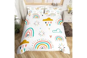 HOMEMISSING Set di biancheria da letto con copripiumino a strisce colorate per bambini ragazzi ragazze nuvola cuore amore decorazione trapunta in microfibra copriletto a tema natura biancheria da letto singolo