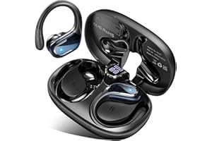 LTINIST Wireless Earbuds, 2025 Bluetooth 5.4 Headphones Sport, 75H Stereo Wireless Earphones with 4 ENC Noise Canceling Mic, IPX8 Waterproof Ear Buds with Earhooks, LED Display Bluetooth Earbuds for Running