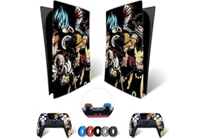 MaD Vision® Extra-Durable Skin Set per PS5 Digital + 5 Paia di Aiming Rings | Pellicola Adesiva in Vinile Opaco per PlayStation 5 + 2 Controllers - per Anime Design