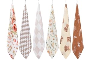 LEBZE LifeTree Mussole Neonato Asciugamani Bambini, Infantile Cotone Bambù Asciugamano Viso, Asciugamano Saliva, Asciugamano per Dentizione 27 X 27cm 6 Pack