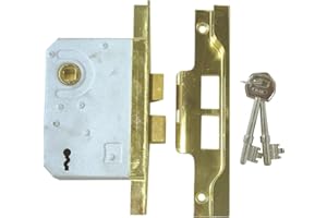 ERA 287-32 2.5-inch 64mm 2-Lever Rebated Door Lock with Brass Effect, Gold