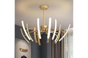 MINIFAIR Lampadario Soggiorno A LED Dimmerabile,Lampadario Camera Da Letto Moderni Fai-Da-Te Con 12 Corpo Lampada Ruotabile,Plafoniera Oro 3000-6000K Per Soggiorno,Sala Da Pranzo,120 W φ1100Xh580