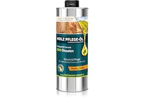 HeliaCARE BIO Holzöl “Heavy Duty” - 100% natürliches Holz Öl für Parkettboden - Chemiefreies Holzboden Öl in Lebensmittelqualität - Farbloses Parkett Öl - Made in Germany (1 Liter)
