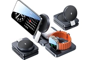 ‎LISEN LISEN 3 w 1 Stacja ładowania dla Apple, Podróżna stacja ładowania Apple Watch i iPhone 2025 Bezprzewodowa ładowarka indukcyjna MagSafe Kompatybilna z dla Apple Watch iPhone 17 16 15 14 13 12