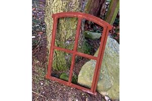 Antikas | altes Eisenfenster in antiken Stil | ca. 47,5 cm x 63 cm | Fensterrahmen aus unbehandelten Gusseisen | Fenster für Stall- und Gartenmauern