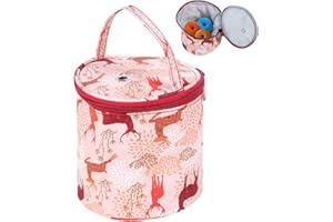 HERCHR Tragbare Garn Aufbewahrungstasche, Garn Organizer Tote Bag Runde Garnhalter Häkelhaken Tasche für Garne, Klein Aufbewahrungstasche für Wolle, Mini Garntasche