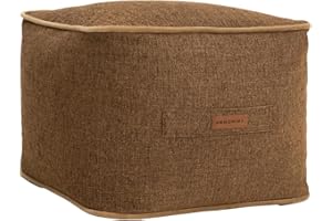 ‎DEKORIST Dekorist Pouf Hocker, Quadratisch Sitzpouf, Hochwertiger Sitzhocker, Pflegeleichter Sitzpuff, Puff Hocker für Wohnzimmer, Schlafzimmer, Quantum, 46 x 46 cm, Beige