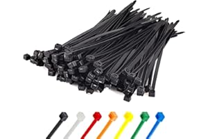 Small Black Cable Ties 100mm (4"), 2.5mm | Pack of 100 | Mini Zipties, Tiny Zip Ties, Nylon, Self-Locking | Home, Office & PC Use - Abacus Range