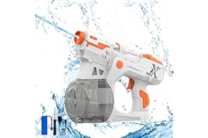 AHYDFSR Pistolet à Eau électrique, Jouet de tir à Eau, Longue portée, Pistolet à Eau Automatique Puissant 450cc Capacité, Jouet Aquatique de fête d’été pour Enfants et Adultes, Couleur Orange