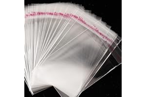 FLOFIA 400pcs/200pcs (Tamaños Variados 4-22cm) Bolsas de Celofán Pequeñas Transparente Autodhesiva, Bolsas Plastico para Joyas Pendientes Bombones Galletas Accesorio Bricolaje Regalos, Sin Agujero