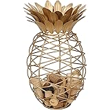 BarCraft Jarrón Metálico con Forma de Piña para Corchos de Vino, 20 x 28 cm – Dorado