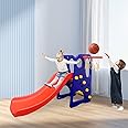 X IANGYU Slide Play set Indoor Outdoor Playground Toy with Basketball Hoops Activity Center in Backyard -Multi color (Medium 2 in 1)