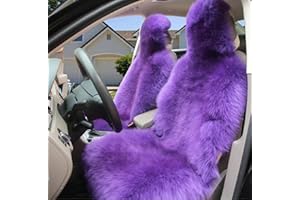 Sisha-A Winter Warm Authentic Australia Sheep Wool Car Seat Cover Luxury Long Wool Front Seat Cover Fits Most Car, Truck, SUV, or Van (Purple)