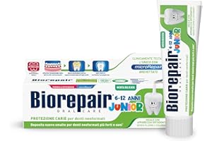 Biorepair, Dentifricio Junior 6-12 anni, Dentifricio per Bambini senza Fluoro, con Vitamina E, Antiossidante, per Gengive Sane, Rinfrescante Gusto Menta, 75 ml
