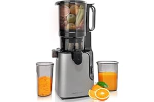 Charmline Estrattore Frutta e Verdura a Freddo, Bocca Larga 130mm, Facile da Pulire, 1,8L Capacità, Slow Juicer Elettrico per Succhi di Frutta e Verdura