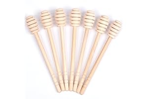 Jiayaus Set di 7 Spargimiele, 16cm Cucchiaio per Miele per Dosatore Miele, Cucchiaio Miele Legno per Miele Bomboniere