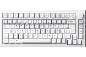Akko MOD007 PC Gasket Teclado Mecánico, ISO DE/Nordic Layout, 75% Gaming Keyboard con Superelástico y Soft Flex-Cut PCB, Hot-Swap Linear Switch, PBT Keycap, Programable con Rotary Knob