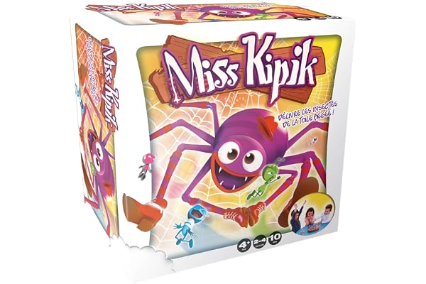Asmodee - Miss Kipik - Jeu de Société pour Enfants dès 4 Ans- Jeu d'action & d’Adresse - Délivrez Les Insectes de la Toile d'Araignée - pour Jouer en Famille - 2 à 6 Joueurs - 15 Min