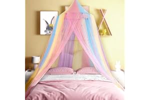 FFTANXS Mosquiteras para Camas, Dosel Cama Matrimonio, Universal Dosel para Cama Infantil Cama Individual, Repelente Mosquitos Bebe, Cúpula Cama Camping Jardin mosquitera Viaje con Kit de colocación(Color)