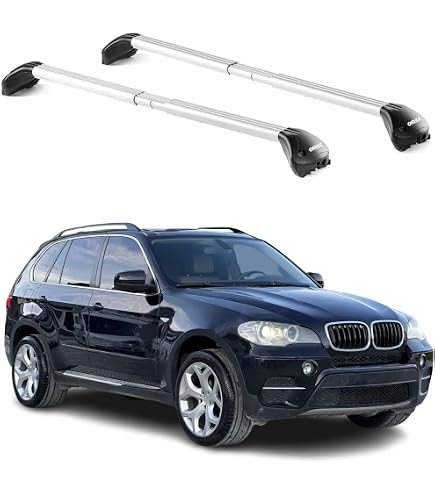 Barres De Toit Ouvertes AMOS Pour BMW X5 E70 (2008-2013) - Longueur 1300mm, Charge Max 75kg, Noir, Neuves