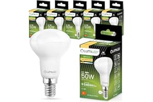 LUMILED Lampy LED E14 R50 6 W zastępuje (żarówka 50 W), 6 sztuk, 540 lm, 3000 K, ciepła biel, kąt świecenia 120 stopni, 230 V, żarówka, żarówka, reflektor, lampa energooszczędna