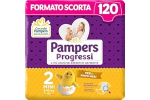 Pampers Progressi Mini, 120 Pannolini, Taglia 2 (3-6 Kg)