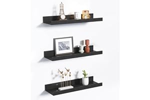 upsimples Floating Shelves for Wall, 3pack Black Shelves for Room Decor 60CM, Wall Mounted Storage Shelf for Bathroom, Bedroom, Living Room, Kitchen